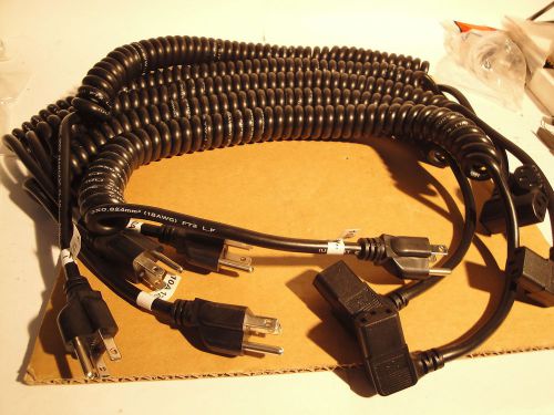 5 EA 115VAC PLUG to RIGHT ANGLE IEC FEMALE RETRACTABLE POWER CORD 32&#034; Long -5 FT
