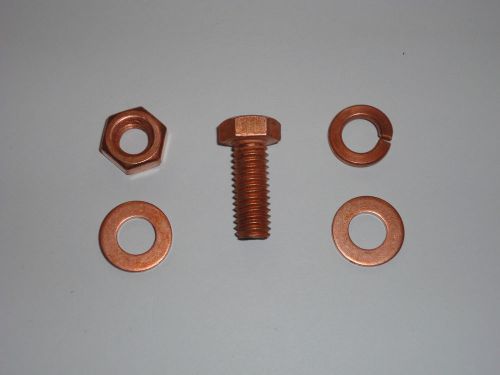 Lot of 6 Copper Grounding Bolt assembly 25mm long x 8mm diameter