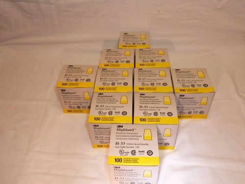(1000) 3M HIGHLAND ELECTRICAL INSULATED CONNECTORS WIRE NUTS H-33 YELLOW SZ 74B