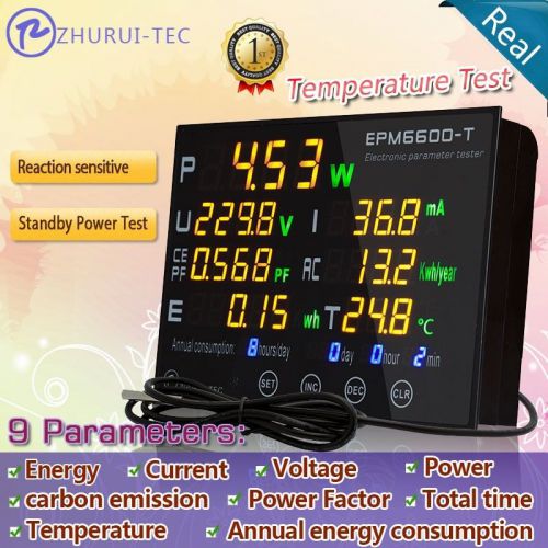 Epm6600-t multi-function energy meter/kwh meter/power meter/themometer10a/2000w for sale