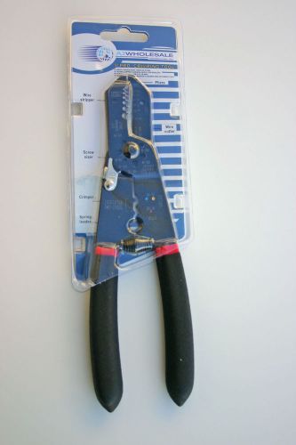 Hand crimping tool w/ wire stripper, cutter, crimper, screw sizer, plier 9&#034; new for sale