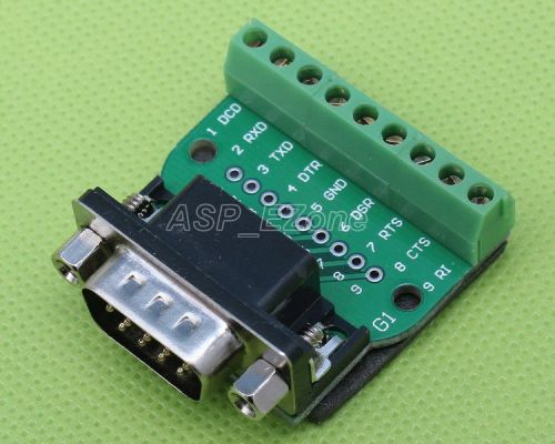 Hot DB9-G1 DB9 Nut Type Connector 9Pin Male Adapter RS232 to Terminal