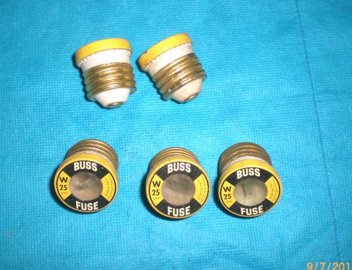5 New Old Stock Buss Fuses  W25 AMP