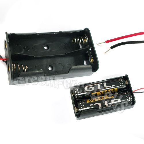 2 x battery holder case box for 2 18650 17650 li-ion battery w/ 6&#034; wire lead for sale