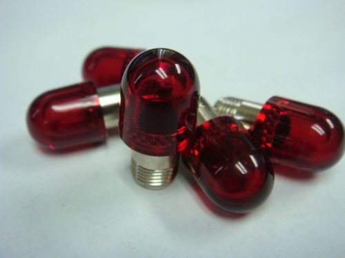 (5) red transparent diffused stovepipe 15/32 pilot light lens pmi cap 197-0931 for sale