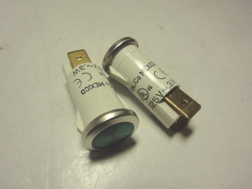 Solico 125v .3w green round indicator light lot of 2 (pcs) for sale