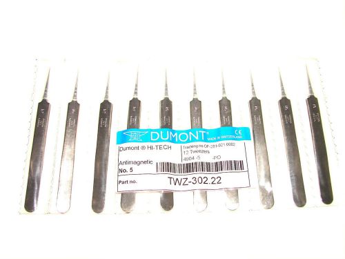 Original dumont high tech tweezers stainless anti magnetic no: 5 set of 10 pcs for sale