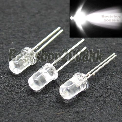 1000 pcs 2pins 5mm round top bright white led lamp light emitting diode 20000mcd for sale