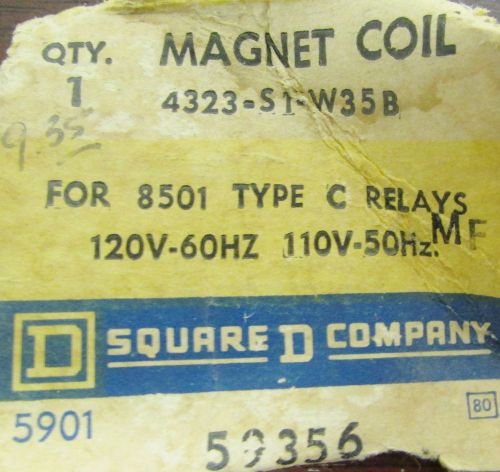 Square D Type C 8501 110V Relay Coil 4323 S1 W35B