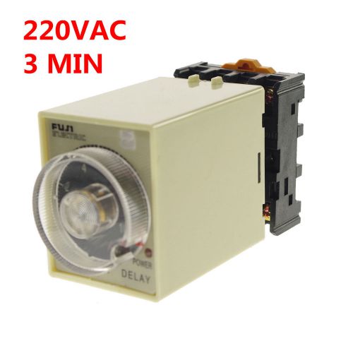 1A 220VAC Power off delay Time Timer Relay 0-3 Minutes With Socket Base PF083A
