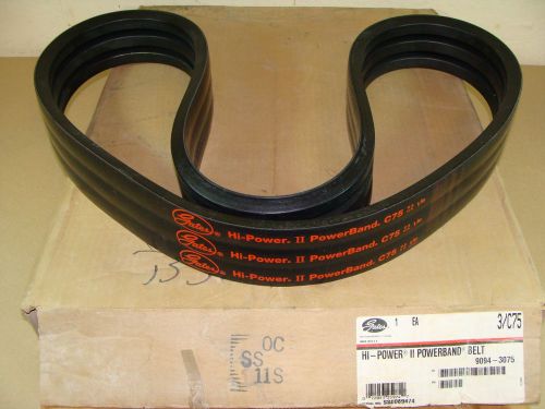 New gates 3/c75 hi-power ii v-belt 79&#034; / 2007 mm o.c. 3 band wide 90943075 belt for sale