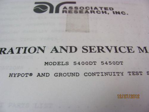 ASSOCIATED RESEARCH MODEL 5400DT/5450DT Operation &amp; Service Manual