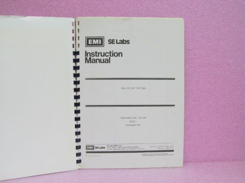 EMI SE Labs Manual 7203 PCM Test Set Type 7203 Instruction Manual w/Schematics