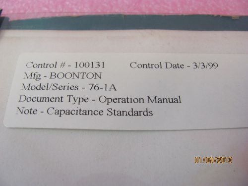 BOONTON MODEL 76-1A: Capacitance Standards - Operation Manual