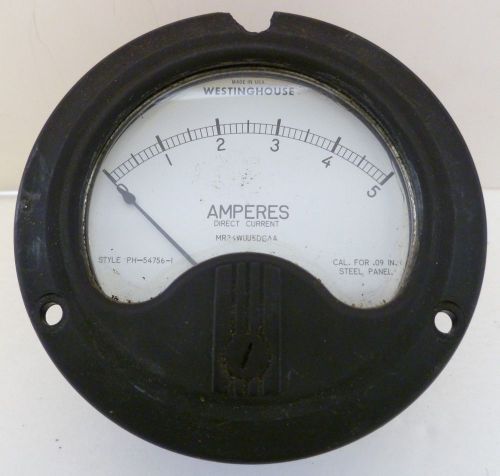Westinghouse Meter DC Amperes Style PH-547564, MR34WOODCAA for Steel Panel Vtg