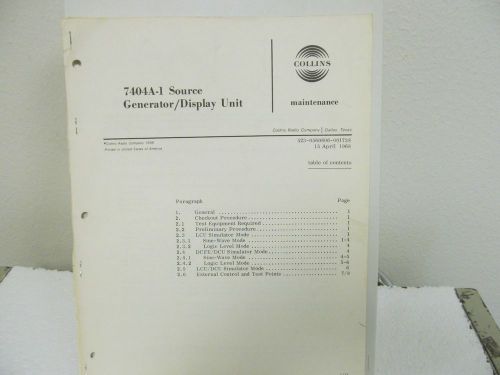 Collins Radio 7404A-1 Source Generator/Display Unit Maintenance Instructions