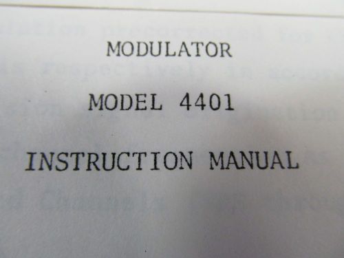 Telechrome 4401 Modulator Instruction Manual w/ Schematics 46404
