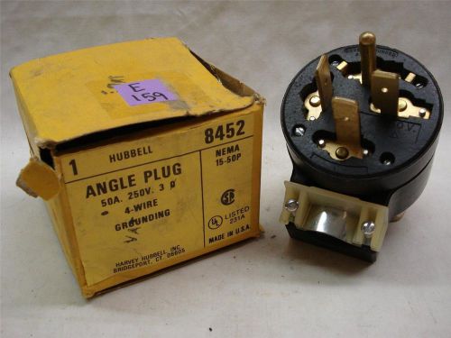 Hubbell Angle Plug,  250 Volt,  50 Amp,  4 Wire Grounding,  8452,  NIB