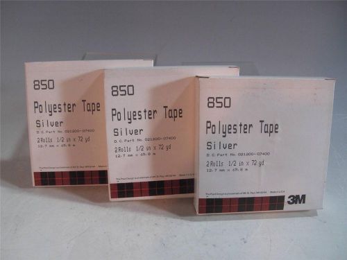 3 Boxes - 3M 850 Polyester Silver Tape 1/2 Inch X 72 Yd 1.9 Mil 2 Rolls Per Box