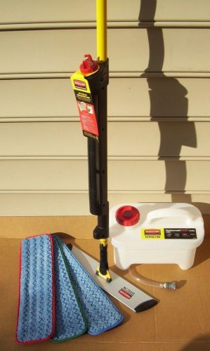 Rubbermaid q969 hygen microfiber pulse mop kit w/ q410 mops &amp; q966 pulse caddy for sale