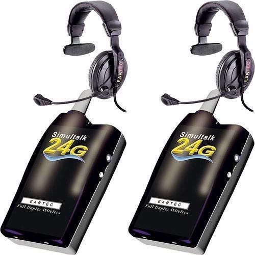 Simultalk  Eartec 2 Simultalk 24G Beltpacks w/ ProLine Single Headsets SLT24G2PS