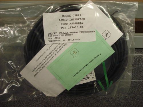 David clark radio interface cord assembly c3821 - new for sale