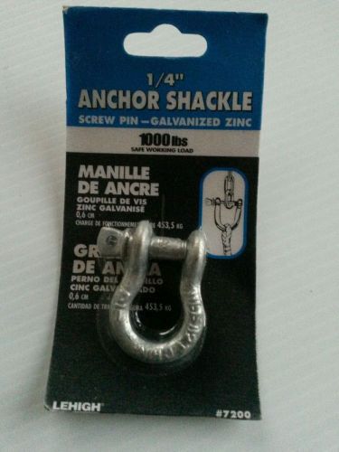 Lehigh 1/4&#034; anchor shackle 1000lbs safe workload screw pin zinc galvanize #7200 for sale