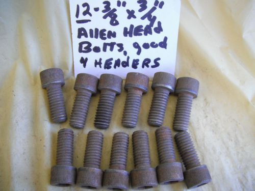 (12)  3/8&#034; x 3/4&#034; u.s s.  good for header bolts allen head bolts for sale