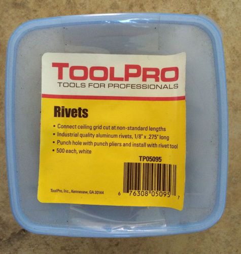 Toolpro rivets aluminum 1/8&#034; x .275&#034; long white 500 pack for sale