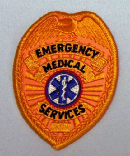 Ems rescue squad emergency medical services badge shield reflective gold patch for sale
