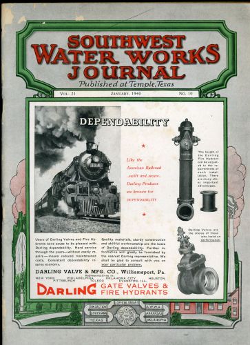 VINTAGE January 1940 SOUTHWEST WATER WORKS JOURNAL Interesting read... Cool Ads