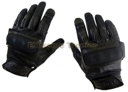 Condor m black police swat tactical kevlar leather padded knuckle gloves medium for sale