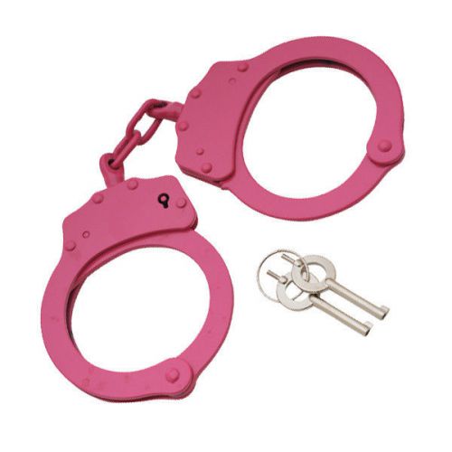 New Pink Steel Police Duty Double Lock Handcuffs W/ with Keys/key