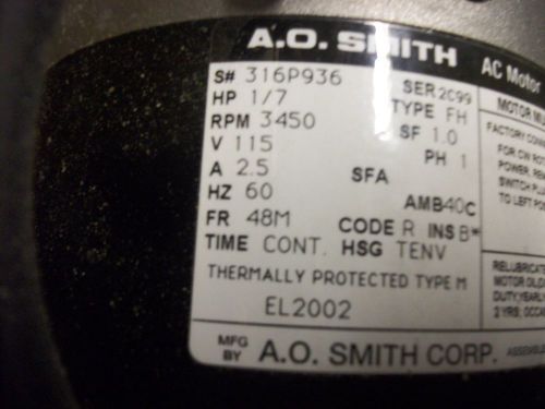 AO Smith 1/7 hp motor