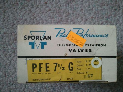 NEW SPORLAN PFE-7 1/2 G, THERMOSTATIC EXPANSION VALVE , 5/8 IN X 7/8 OUT 1/4&#034;