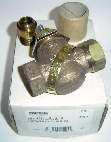 New siebe vb-9211-0-4-2 valve 2-way 1/2&#034; 1.3 cv stem-up open stwy union end 9706 for sale