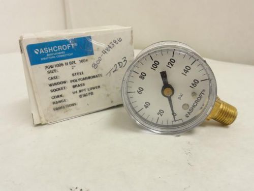 144760 new in box, ashcroft 20w1005 h 02l 160 dry pressure gauge 0-160 psi for sale