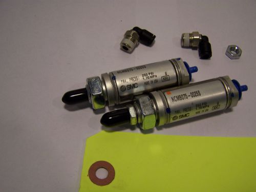 SMC NCMB075-00255 PNEUMATIC CYLINDER. LOT OF 2. UNUSED FROM OLD STOCK. b10