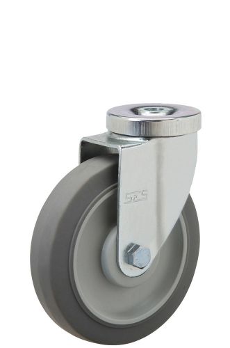 Caster Stemless: 1/2&#034; Stem Hole. Rubber on Poly Wheel: 4&#034; x 1-1/4&#034;. Ball Bearing