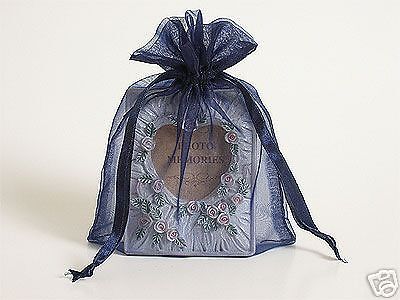 20 PCS 5x7 Navy Blue Organza Fabric Bags, Party Favor