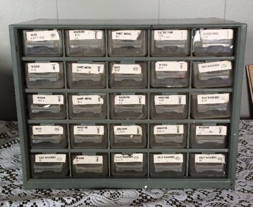Vintage Plastic Storage Cabinet 25 Drawer Organizer Bin Crafts Bolts Small Part