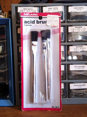 Melard Acid Brushes 3 New In Package vintage 1986 great for props, craft &amp; hobby