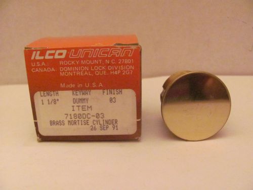 Ilco brass mortise cylinder / 1 1/8&#034; length / keyway - dummy / finish - (03) for sale