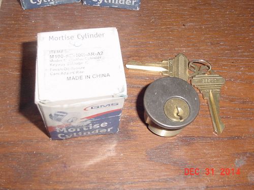 Locksmith nos grade 2 gms keyed schlage mortise cylinder w/ 2 keys sc oil bronze for sale