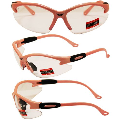 Cougar Clear Lens LIGHT Pink Frame Safety Glasses Z87.1