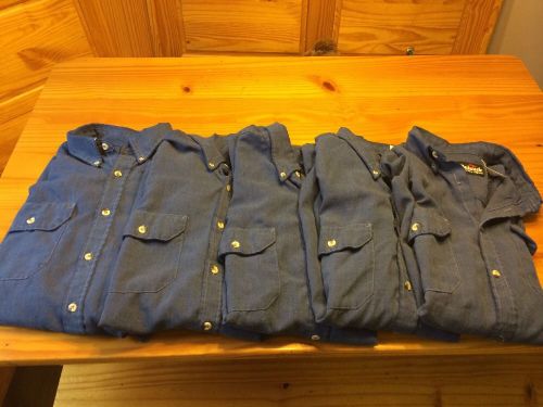 Bulwark Fr Work Shirts Navy Blue Long Sleeve Button Size XL Preowned