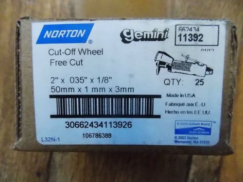 25 Norton Cut Off Wheels, 2&#034; X .035&#034; X 1/8&#034; # 662434 11392 Free Cut New