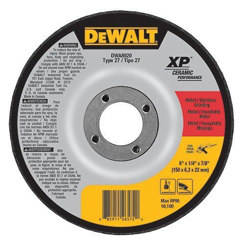 DEWALT DWA8920 Extended Performance Ceramic Metal Grinding 6-Inch x 1/4-Inch x