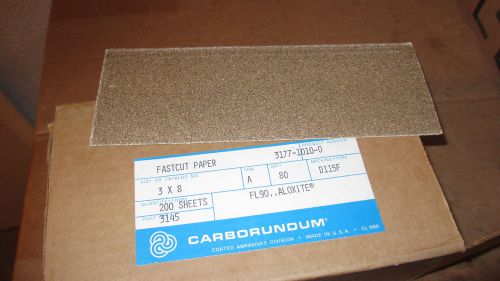 3145  carborundum  fl90 aloxite  fastcut paper 3&#034; x 8&#034; (bx of 200) 80 grit d115f for sale