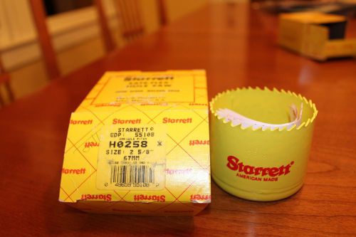 New in Box Starrett Hole Saw HO258 2 5/8&#034; 67mm High Speed Welded Edge